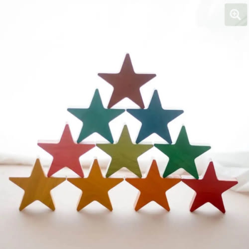 Colourful Wooden Stars 10pc