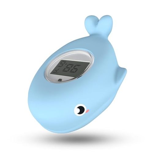 Baby Bath Bathtub Thermometer for Infant - Safety Bath Tub Water Temperature Digital Thermometer - Floating Bathing Toy Gift for Kids Newborn Mother with Flashing Temperature Warning - Blue