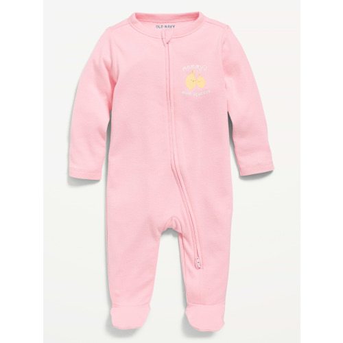 Ruffle-Trim 2-Way-Zip Sleep & Play Footed One-Piece for Baby
