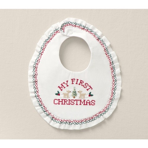 My First Christmas Embroidered Bib
