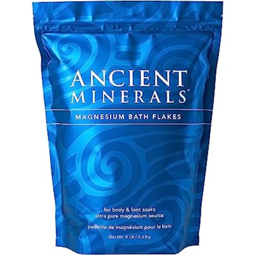 Ancient Minerals Magnesium Bath Flakes – Pure Zechstein Magnesium Chloride for Soaking and Whole-Body Replenishment, 8 lb Bag
