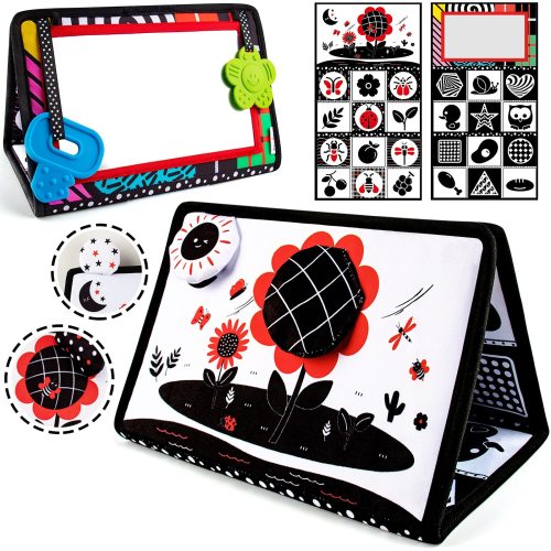 Teytoy Tummy Time Mirror Infant Toys Newborn Toys 0-3 Months Brain Developmental Baby Mirror Tummy Time Toys Black And White High Contrast Baby Toys 4 6 9 12 Month Boys Girls Crawling Sensory Toy