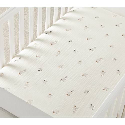 Sleepy Sheep Organic Muslin Crib Fitted Sheet | Pottery Barn Kids