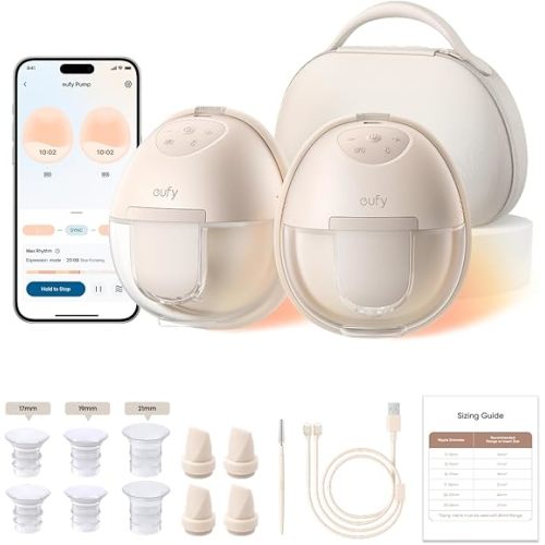 eufy Security Heated Wearable Breast Pump S1 Pro, Slim Hands-Free with Industry-Leading HeatFlow Tech, Wireless Charging Case, App-Controlled OptiRhythm, Hospital-Grade Suction, in-Bra Use