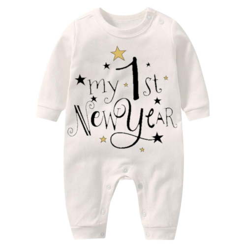 NOKIO My First New Year Romper Baby Boy Girl New Year Outfits Letter Print Romper Jumpsuit Outfits Set