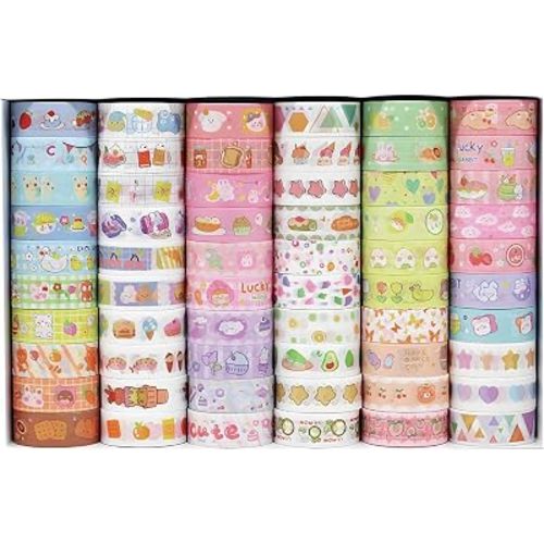 Decorative Washi Tape Set, 15mm Width, 60 Rolls, Colorful Craft Tape for Scrapbooking and DIY