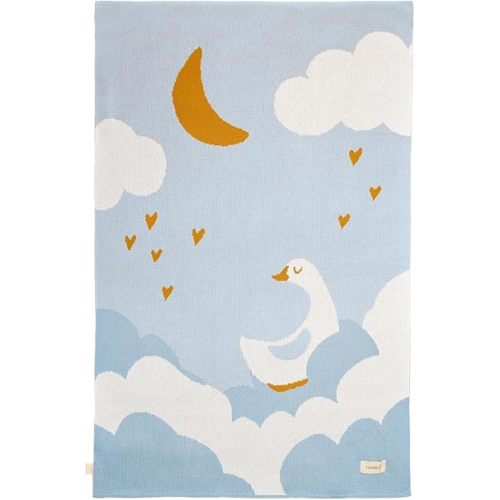 Organic Cotton Baby Blanket – Soft Knitted Breathable Newborn Blanket for Crib, Stroller & Toddler – Hypoallergenic High Density Cotton Knit, 47x32 in (Goose, Blue)