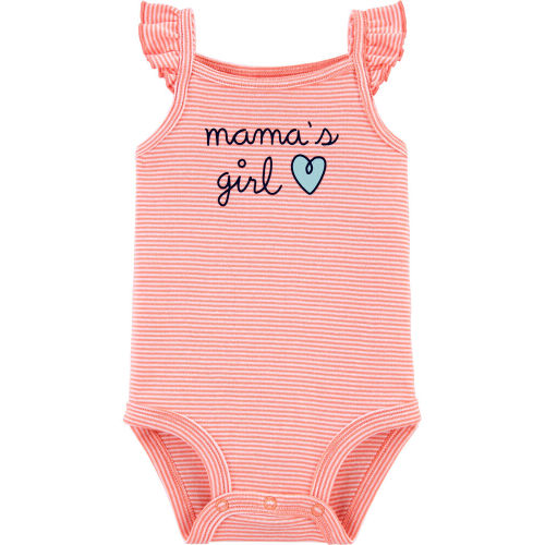 Mama's Girl Striped Bodysuit - Coral - 6M