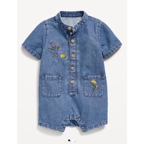 Embroidered Chambray One-Piece Romper for Baby - Google Search