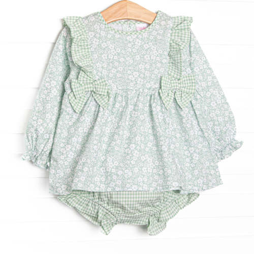Garden Gate Gingham Side Tie Diaper Set, Green – Stitchy Fish