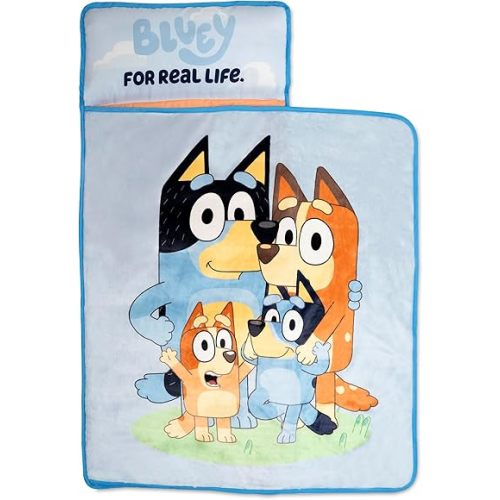 Bluey Kids Nap-Mat Set – Includes Pillow and Plush Blanket – Great for Boys or Girls Napping During Daycare or Preschool - Fits Toddlers and Young Children