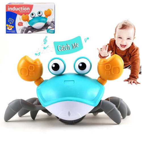 Interactive Crawling Crab Baby Toy,Tummy Time Sensory Toy with Music and LED Lights, USB Rechargeable Learning Gift for 6-12 Months Infants, 1 2 3+ Year Old Toddlers Boys Girls