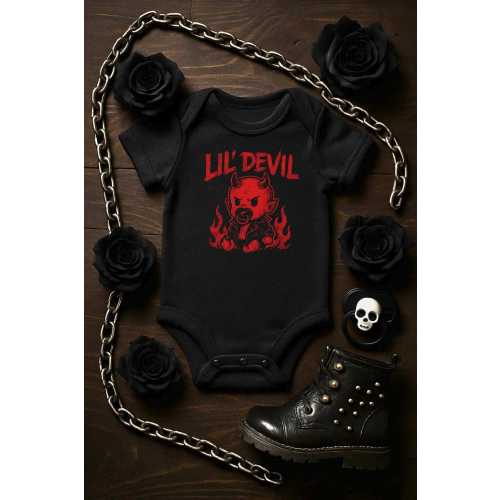 Lil’ Devil Baby Onesie – Goth Punk Infant Bodysuit – Black Infant Outfit – Alternative Baby Clothes – Funny Gothic Baby Gift