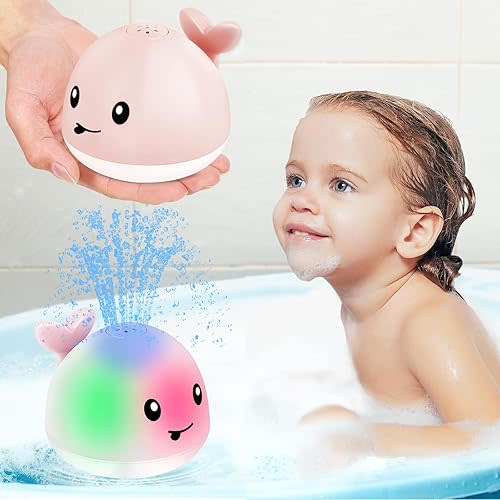Gigilli Baby Bath Toys, Bath Toys for Kids Ages 1-3, 1 Year Old Girl Gift, Baby Easter Basket Stuffers 6-12-18 Months Light Up Whale Bath Toy Sprinkler Toddler Birthday Bathtub Fountain Pool Water Toy