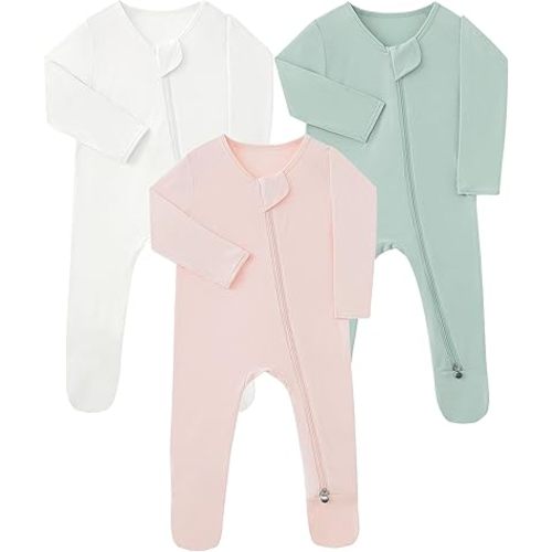 Bamboo Sleepers for Baby Boy, Newborn Footie Footed Pajamas, Bamboo Viscose Infant Onesies Clothing Long Sleeve