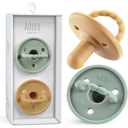 Baby Soother Pacifiers - Silicone Pacifier for Boys/Girls - Newborn Pacifiers Set of 2 - Newborn Baby Essentials, BPA Free