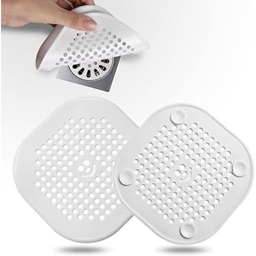 2 Pack Drain Hair Catcher Silicone Drain Cover Sink Drain Strainer Hair Stopper for Shower Kitchen Bathroom Tub Pure White
