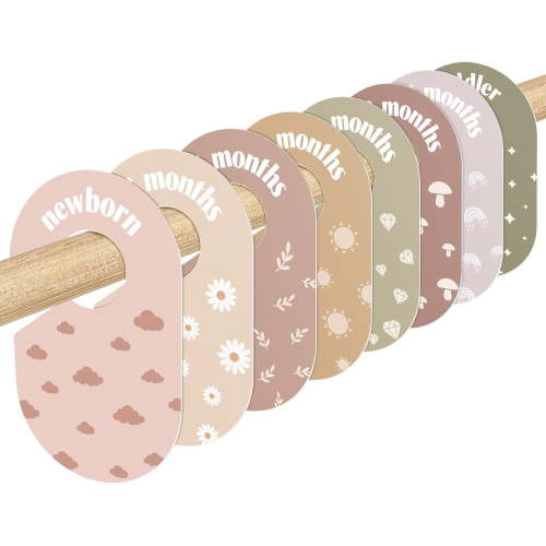 Baby Closet Divider, Double-Sided Baby Clothes Organizer Nursery Decor Closet Dividers for baby Clothes 8 Designs from Newborn to 24 Month (Pastel