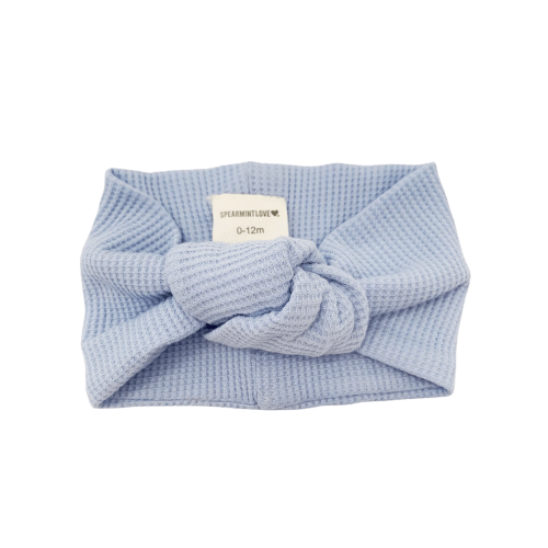 Organic Waffle Turban Headband, Baby Blue