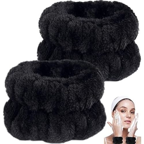 2pcs Wrist Bands for Washing Face, Microfiber Face Washing Wristbands, Arm Wrist Towels, Spa Face Wash Wristbands, Stretchy Absorbent Wash Band for Woman Children