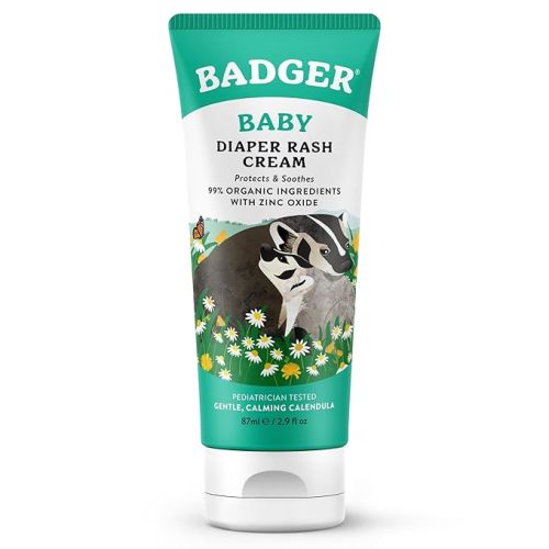 Badger Baby Diaper Rash Cream, Zinc Oxide Diaper Cream for Babies, Natural Skin Barrier Cream with Organic Sunflower Oil & Beeswax, 2.9 fl oz