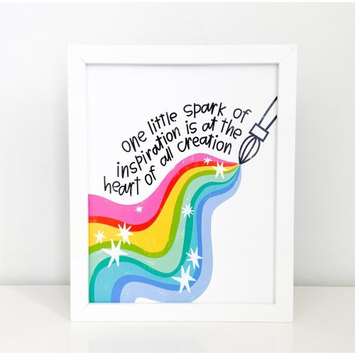 One Little Spark Art Print, Journey Into Imagination Illustration, Inspiration Quote, Colorful Lettering Wall Art, Disney Figment Attraction