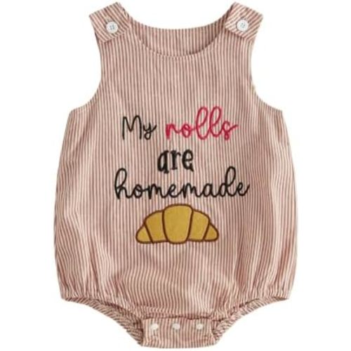 Rtnnsbbfcm My First Thanksgiving Baby Boy Outfit Croissant Overalls Romper