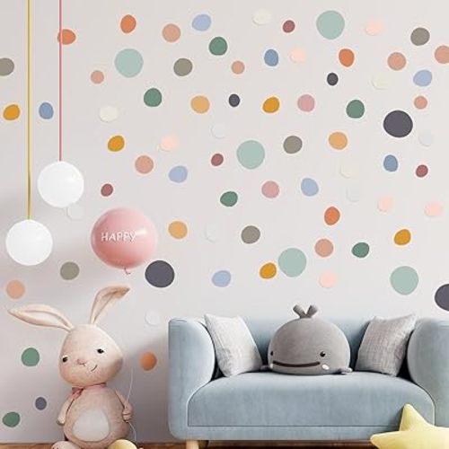 TaoBary 15 Sheet 300 Pcs Polka Dot Wall Decals Boho,Bright Color