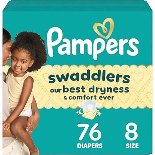 Pampers Swaddlers Diapers, Size 3 (13-26 lbs), 136 Count, Absorbent, Keeps Baby Dry and Comfortable, Skin Safe Disposable Baby Diaper (Packaging May Vary)