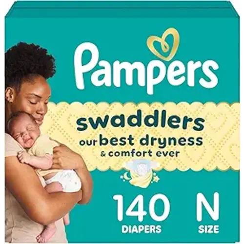 Pampers Swaddlers Diapers, Size 0 (up to 10 lbs), 140 Count, Absorbent, Keeps Baby Dry and Comfortable, Skin Safe Disposable Baby Diaper (Packaging May Vary)