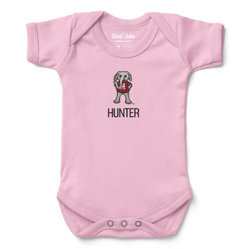 Newborn & Infant Chad & Jake  Pink Alabama Crimson Tide Personalized Team Logo Bodysuit
