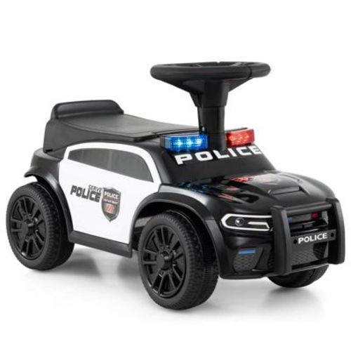 Costway Toddler Sliding Car with Flashing Lights, Music, Siren & Under-Seat Storage Black
