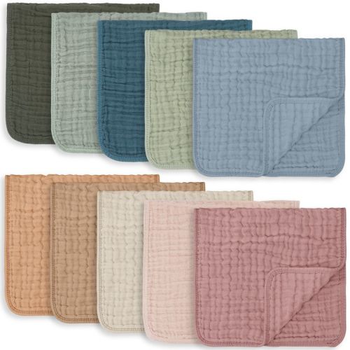 Muslin Burp Cloths Large 100% Cotton by Comfy Cubs, Color: Multicolored, Size: pack of 10