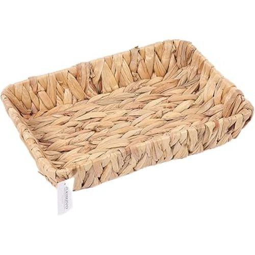 Hand-Woven Large Storage Baskets, Water Hyacinth Wicker Baskets for Organizing,Woven Baskets, Organizer, Natural Container，13.38” x 9.5” x 2.75”