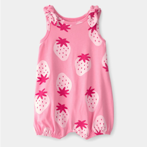 Baby Girl Strawberry Sleeveless Romper - Pink | Carter's