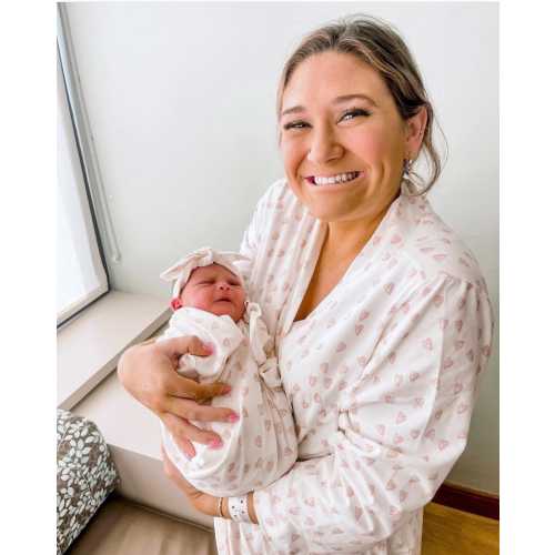 Mommy & Me Bamboo Robe: Pink Hearts Maternity Hospital Gown