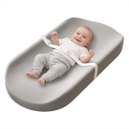 YACODAVO Baby Changing Pad with Vegan Leather Cover, Waterproof & Wipeable Changing Pad for Toddler, Flat Foam Travel Diaper Changing Pad for Dresser and Table, White