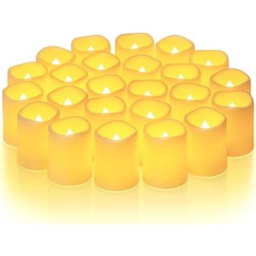 Homemory 24 Pack Ivory Flameless Flickering LED Votive Tealights Candles