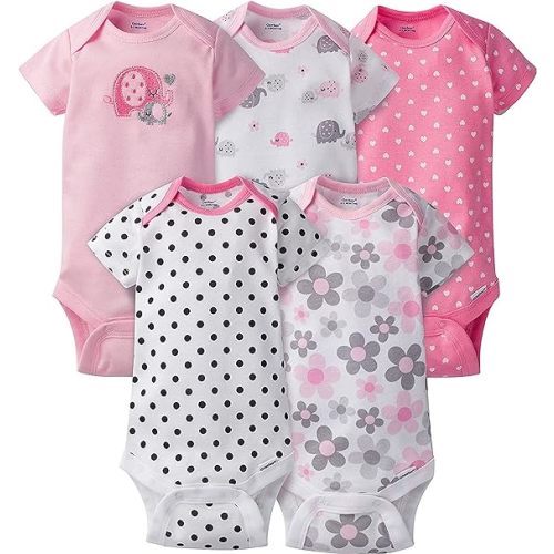Gerber Unisex Baby 5-Pack Short-Sleeve Onesies