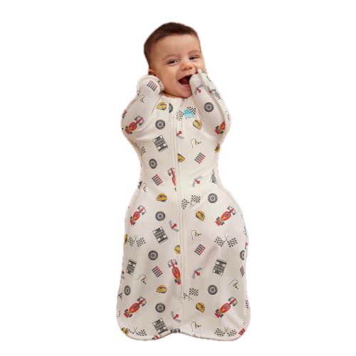 Love to Dream Swaddle UP, Baby Sleep Sack, Self-Soothing Swaddles for Newborns, Improves Sleep, Secure Fit Helps Calm Startle Reflex, New Born Essentials for Baby, 1.0 TOG, 5-8.5 lbs, Dream Racer