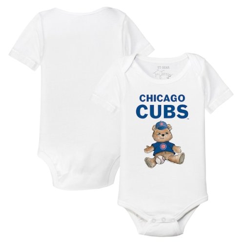 Infant Chicago Cubs Tiny Turnip White Teddy Boy Bodysuit