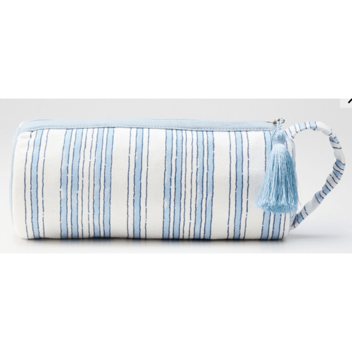 BLOCK PRINT CANVAS ESSENTIALS POUCH - COASTAL STRIPE