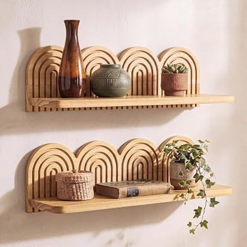 Briwooody Mid Century Floating Shelves Boho Wall Art Modern Rainbow Arch