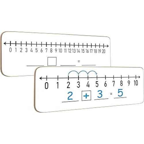 SCRIBBLEDO Dry Erase Number Line Board 4”x12” Inch Lapboard Double Sided White Board Featuring 0-10 Number Line On One Side 0-20 On The Other for Students Desk Whiteboard Math Manipulatives