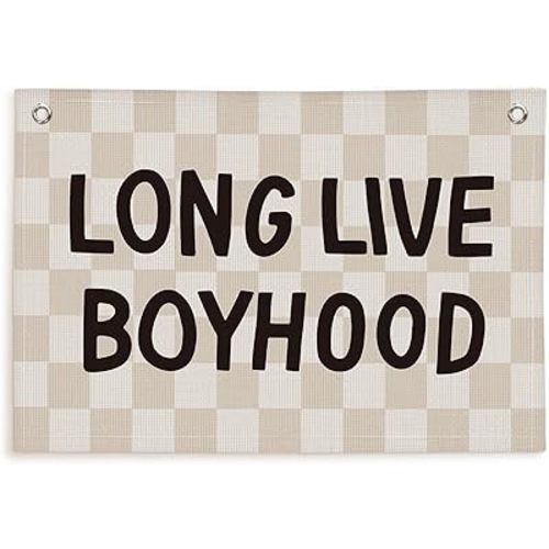 Long Live Boyhood Boys Room Decor, Boy Nursery Decor, Canvas Banner Wall Hanging Banner Flag Decor for Nursery Playroom Toddler Room, Boys Kids Rooms Decor 30x20 Inch