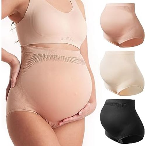Momcozy Women's Maternity High Waist Underwear Pregnancy Soft Seamless Maternity Underwear Over Bump
