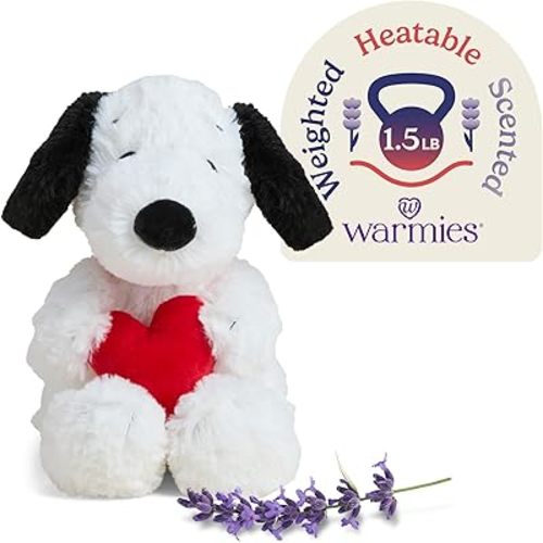 warmies Microwavable & Weighted Stuffed Animals, Red Heart Snoopy - Heated Stuffed Animal Plushie - Halloween Themed Cute Soft Plush Toys for Adults & Children (Boys, Girls, Babies & Toddlers)