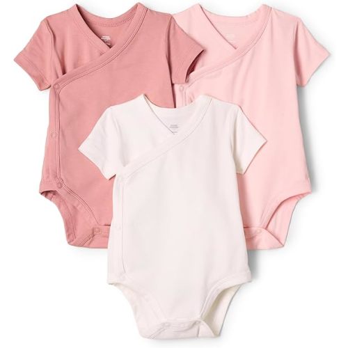 Amazon Essentials x Sofia Grainge Unisex Babies' Side Snap Short Sleeve Bodysuit, Pack of 3 (0-3months)