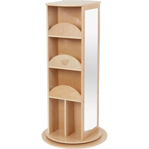 Rotating Dress-Up Organizer with Mirror, Clothes Rack, Natural