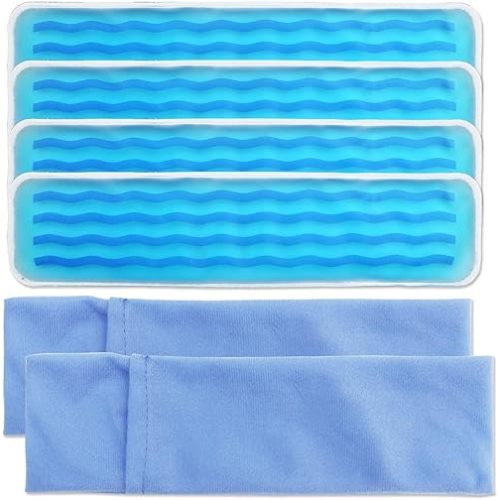 Postpartum Cold Pack, Perineal Cooling Pad Pregnancy & Hemorrhoid Pain Relief, Postpartum Ice Pack Pads with 2 Washable Sleeves (Blue (4 ice Pack+2 Fabric Cover))